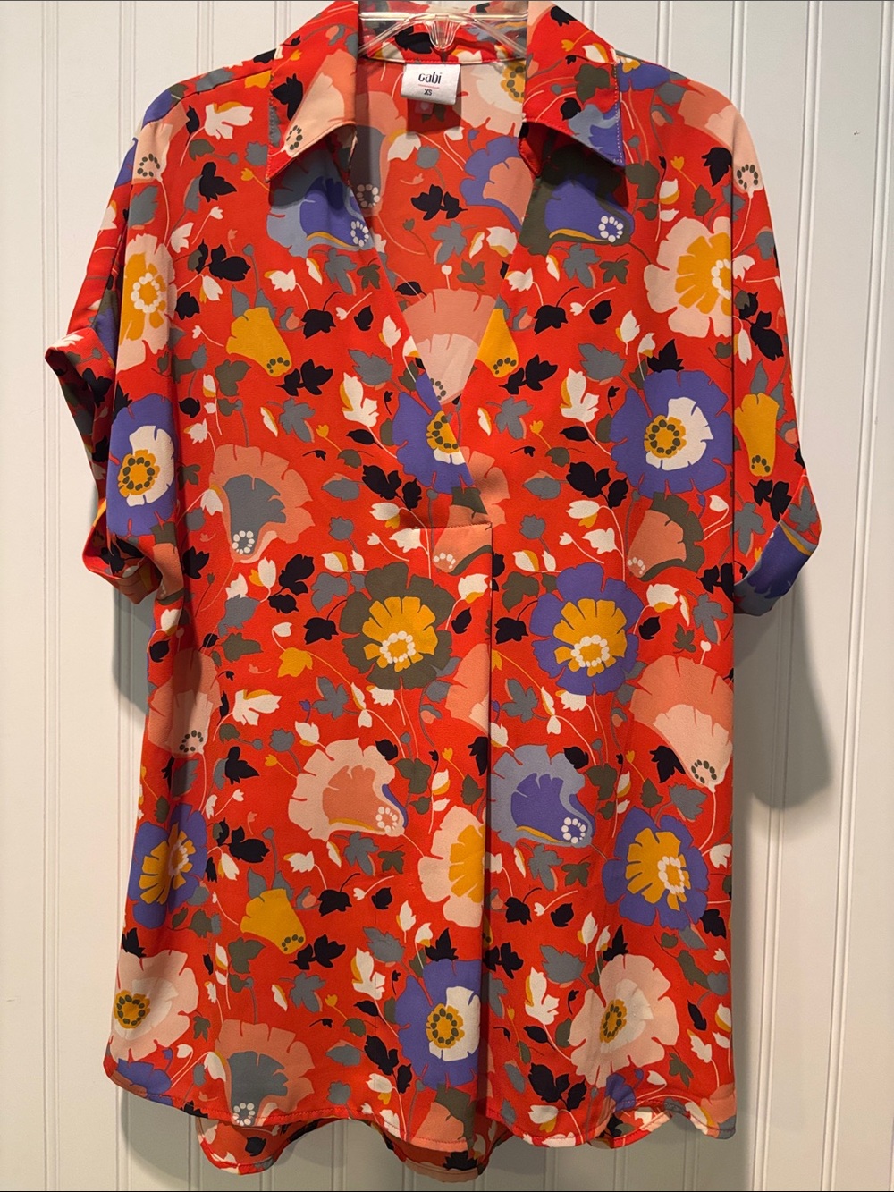 CAbi Visionary Replay Retro Print Blouse Sz XS